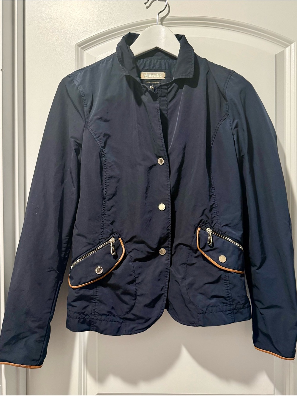 Massimo Dutti Navy Blazer with Tan Piping